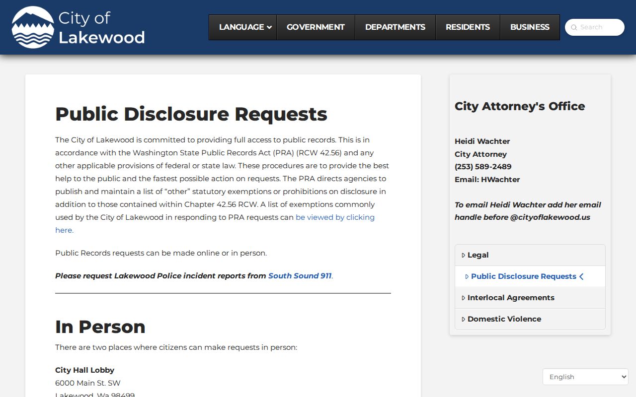 Lakewood people search public disclosure request page