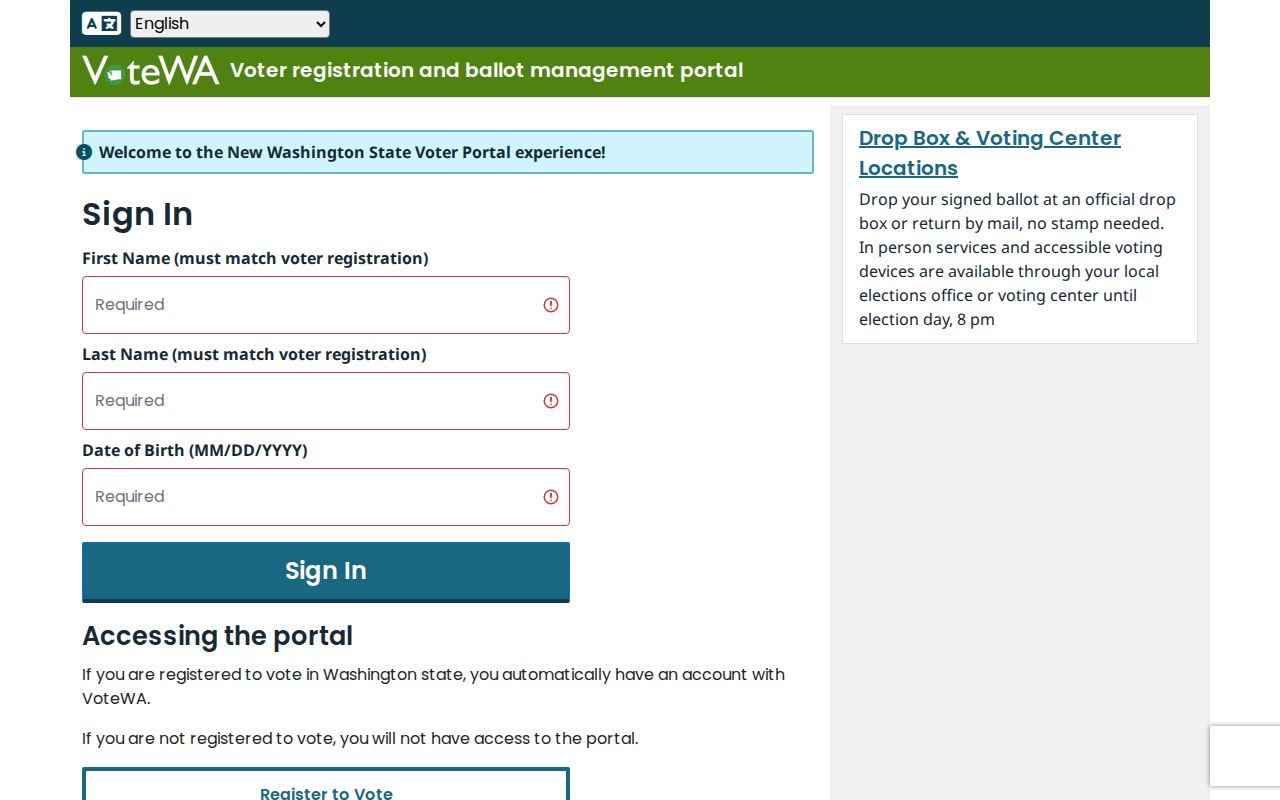 VoteWA login for Lakewood voter registration lookup